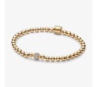 PANDORA 14ct Gold Plated Pavé Bead Bracelet 568342C01-21