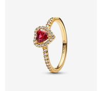 Pandora 14ct Gold Plated Red Crystal Elevated Heart Ring 168421C02-50
