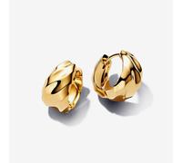 PANDORA 14ct Gold Plated Rippled Hoop Earrings 263874C00