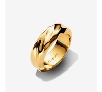 Pandora 14ct Gold Plated Ripplied Wide Band Ring 163886C00-58