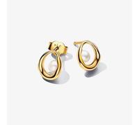PANDORA 14ct Gold Plated Shaped Oval Freshwater Pearl Earrings 263295C01
