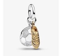 PANDORA 14ct Gold Plated & Silver Engravable Football Boot Double Dangle Charm 764712C00