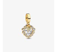 PANDORA 14ct Gold Plated Sparkling Heart Double Dangle Charm 763765C01