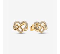 PANDORA 14ct Gold Plated Sparkling Infinity Heart Stud Earrings 262667C01