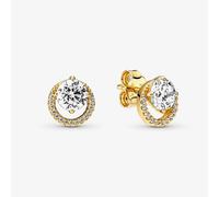 PANDORA 14ct Gold Plated Sparkling Round Halo Stud Earrings 261248C01