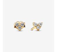 PANDORA 14ct Gold Plated Triple Stone Heart Stud Earrings 263003C01