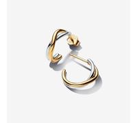 PANDORA 14ct Gold Plated Two Tone Twist Open Hoop Earrings 263880C00
