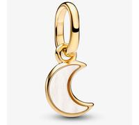 PANDORA 14ct Gold Plated White Crescent Moon Mini Dangle Charm 764614C01