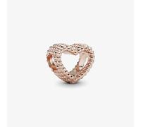PANDORA 14ct Rose Gold Plated Beaded Heart Charm 787516