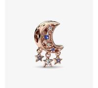 PANDORA 14ct Rose Gold Plated Cubic Zirconia Crescent Moon & Star Charm 789643C01