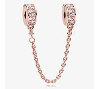 PANDORA 14ct Rose Gold Plated Cubic Zirconia Safety Chain Charm 786322CZ-05