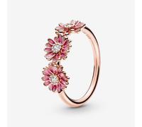 PANDORA 14ct Rose Gold Plated Daisy Trio Ring 188792C01-56