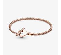 PANDORA 14ct Rose Gold Plated Heart T-Bar Chain Bracelet 589285C00-17
