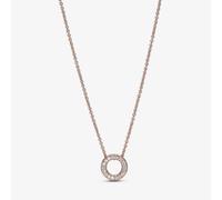 PANDORA 14ct Rose Gold Plated Logo Pavé Circle Collier Necklace 387436C01-45