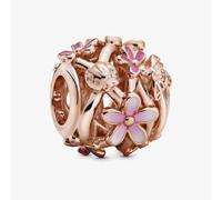 PANDORA 14ct Rose Gold Plated Openwork Pink Daisy Charm 788772C01