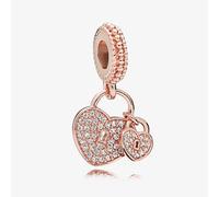 PANDORA 14ct Rose Gold Plated Pavé Hearts Charm 781807CZ