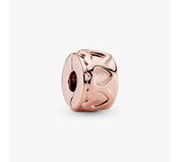 PANDORA 14ct Rose Gold Plated Row Of Hearts Clip Charm 781978