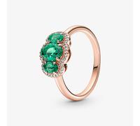 PANDORA 14ct Rose Gold Plated Vintage Three Stone Ring 180057C01-50