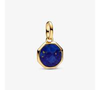 PANDORA 14ct Yellow Gold Plated Blue Lapis Lazuli Mini Medallion Charm 763388C01