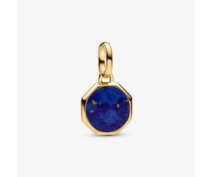 PANDORA 14ct Yellow Gold Plated Blue Lapis Lazuli Mini Medallion Charm 763388C01