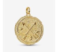 PANDORA 14ct Yellow Gold Plated Crossing Arrows Oversized Medallion Dangle Charm 764084C01