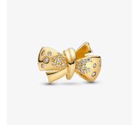 PANDORA 14ct Yellow Gold Plated Cubic Zirconia Sparkling Bow Charm 763442C01