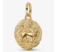 PANDORA 14ct Yellow Gold Plated Lion Medallion Dangle Charm 763974C01