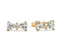 Pandora Timeless Sparkling Bow Earrings in Sterling Silver with Gold Plated Alloy and Cubic Zirconia, 263507C01