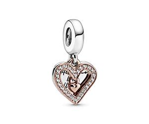 PANDORA 14k Rose Gold-Plated Sparkling Freehand Heart Dangle Charm, No Box