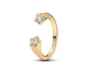 PANDORA 163582C01 Women's Shooting Star Ring Gold, 58/18,5, Sterling Silver, Cubic Zirconia
