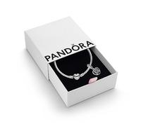 PANDORA 18th Celebration Dangle Charm & Bracelet Set - Women's Sterling Cubic Zirconia Dangle Charm & Heart Clasp Snake Chain Bracelet - Jewellery Set With Gift Box, Size 19