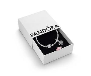 PANDORA 18th Celebration Dangle Charm & Bracelet Set - Women's Sterling Cubic Zirconia Dangle Charm & Heart Clasp Snake Chain Bracelet - Jewellery Set With Gift Box, Size 17