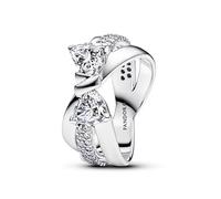 Pandora 193553C01 Women's Ring Sparkling Bow Cross Silver, 56/17,8, Sterling Silver, Cubic Zirconia