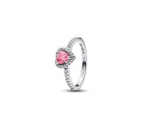 PANDORA Timeless 198421C03-56 Raised Pink Heart Ring Sterling Silver with Cubic Zirconia Size: 56, Sterling Silver, No Gemstone