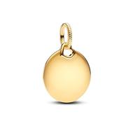 PANDORA Moments 368610C00 Engraved Round Charm Pendant Made of Sterling Silver with Gold-Plated Alloy Compatible Moments Bracelets, one size, Sterling Silver, No Gemstone