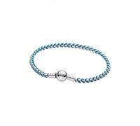 PANDORA 593816C01 Women's Silver Bracelet Venetian Chain Turquoise, 593816C01-20, Sterling Silver, No Gemstone