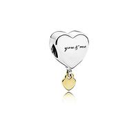 Pandora 796558 You and Me Two Hearts Charm Sterling Silver and 14K Gold