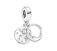 PANDORA 799242C01 Sleeping Moon and Stars Charm Silver Zirconia, one size, Precious metal, Cubic Zirconia
