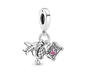Pandora Airplane, Globe & Suitcase Dangle Charm