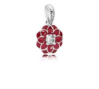 Pandora Bead Pendant 791829CZ Women Silver Enamel Red Flower