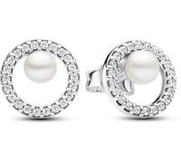 Pandora Earrings Freshwater Cultured Pearl and Pavé Halo Stud Earrings