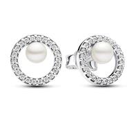 Pandora Earrings Freshwater Cultured Pearl and Pavé Halo Stud Earrings