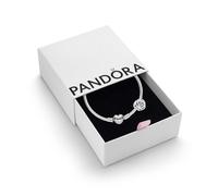 PANDORA Birthstone Eternity Circle Gift Set - Charm & Sterling Silver Bracelet Set with Gift Box - March Birthstone, Aqua Blue Crystal, Size 17