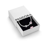 Pandora Birthstone Eternity Circle Gift Set - Charm & Sterling Silver Bracelet Set with Gift Box - October Birthstone, Pink Crystal, Size 17