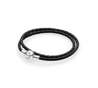 Pandora Black Braided Double-Leather Charm Bracelet - 38cm