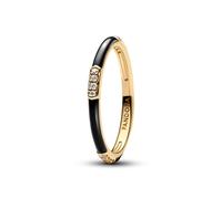 Pandora Black Enamel & Stones Ring - 56