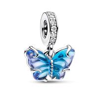 PANDORA. Blue Butterfly Pendant Charm 792698C01., Sterling Silver