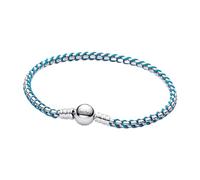 PANDORA Blue Cord Snake Link Bracelet in Sterling Silver Combination of Fabric and Metal Moments Collection Length 23 cm 593816C01-23