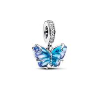 Pandora Moments Butterfly sterling silver dangle with bi-colour blue Murano glass and clear cubic zirconia