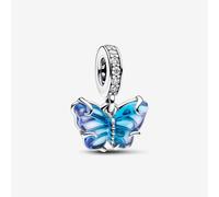 Pandora Blue Murano Glass Butterfly Dangle Charm-With Gift Box